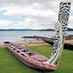 The waka 'Ngatokimatawhaorua' can be seen at Waitangi in the Bay of Islands.