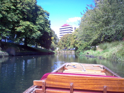 Punting down the Avon River Christchurch