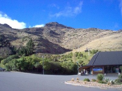 Christchurch Gondola Base Station looking up Mt Cavendish towards Summit Station